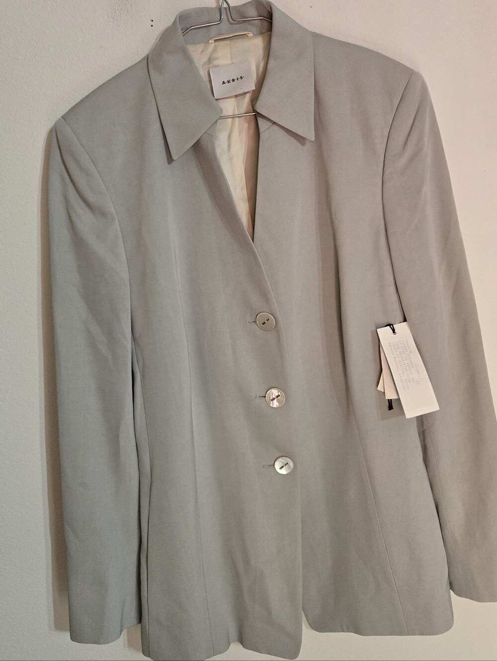 Akris Pale Green/Gray Single-Breasted Women's Blazer
